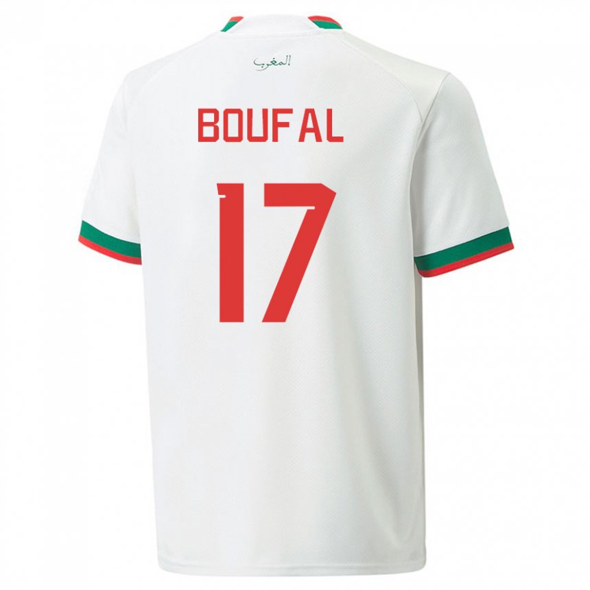 Mænd Marokkos Sofiane Boufal #17 Hvid Udebane Spillertrøjer 22-24 Trøje T-shirt