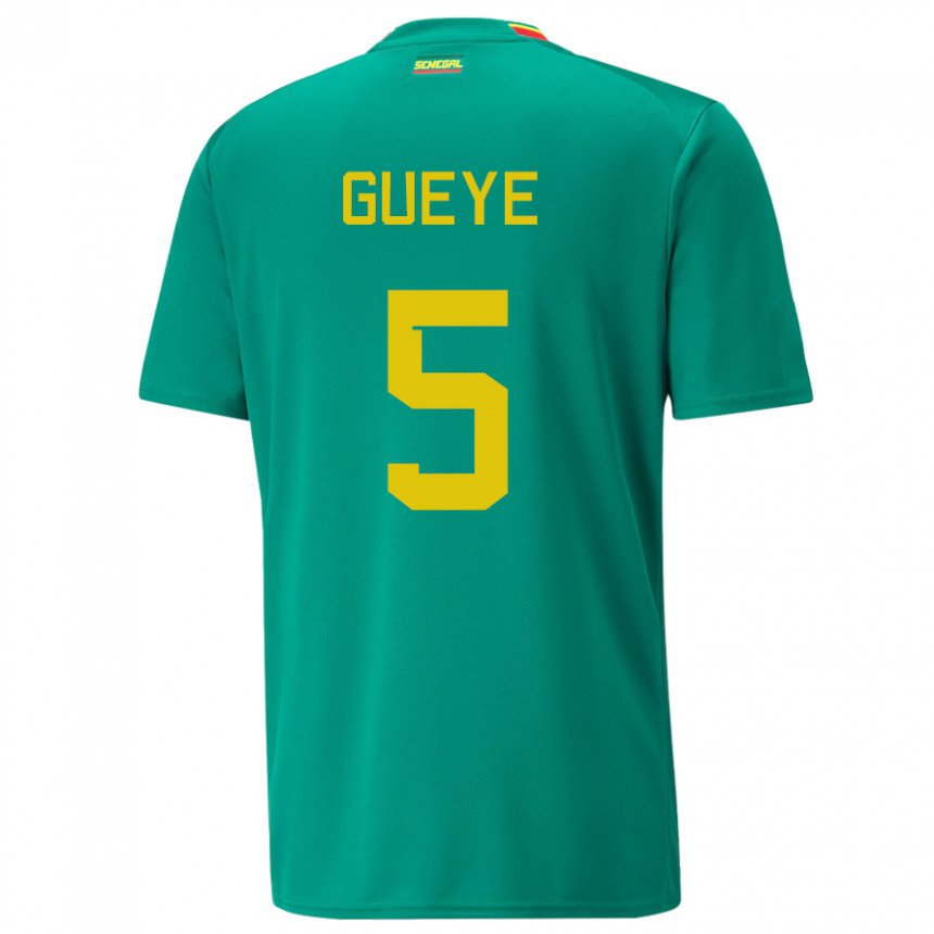 Mænd Senegals Idrissa Gueye #5 Grøn Udebane Spillertrøjer 22-24 Trøje T-shirt