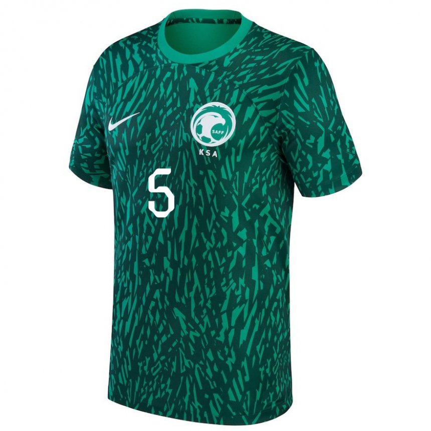 Mænd Saudi-arabiens Ali Al Bulayhi #5 Mørkegrøn Udebane Spillertrøjer 22-24 Trøje T-shirt