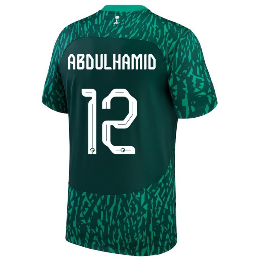 Mænd Saudi-arabiens Saud Abdulhamid #12 Mørkegrøn Udebane Spillertrøjer 22-24 Trøje T-shirt