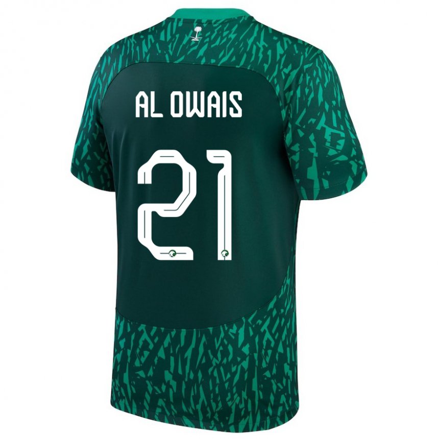 Mænd Saudi-arabiens Mohammed Al Owais #21 Mørkegrøn Udebane Spillertrøjer 22-24 Trøje T-shirt