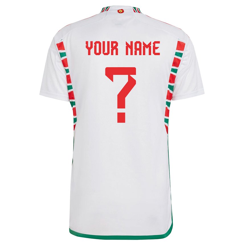 Mænd Wales Dit Navn #0 Hvid Udebane Spillertrøjer 22-24 Trøje T-shirt