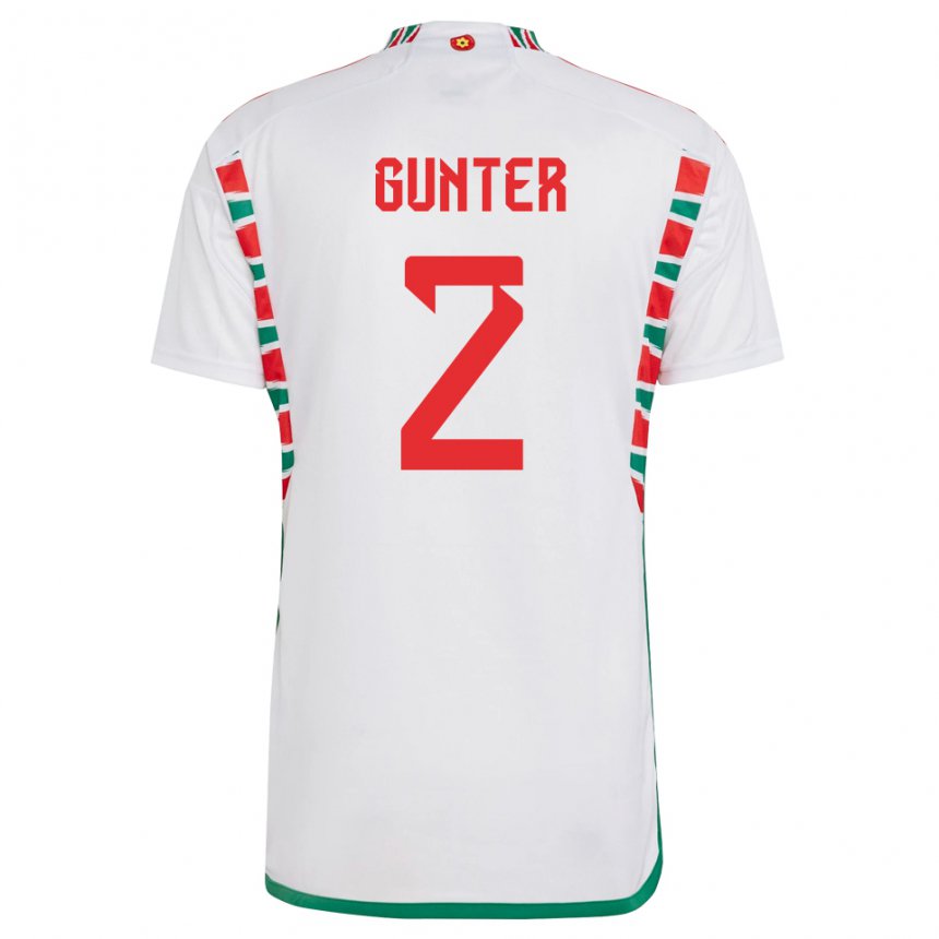 Mænd Wales Chris Gunter #2 Hvid Udebane Spillertrøjer 22-24 Trøje T-shirt