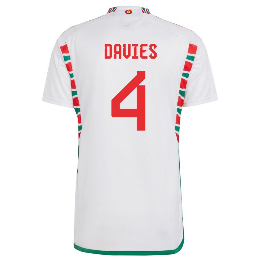 Mænd Wales Ben Davies #4 Hvid Udebane Spillertrøjer 22-24 Trøje T-shirt