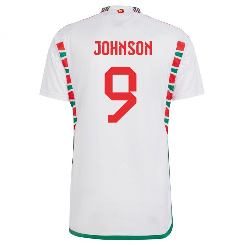 Mænd Wales Brennan Johnson #9 Hvid Udebane Spillertrøjer 22-24 Trøje T-shirt