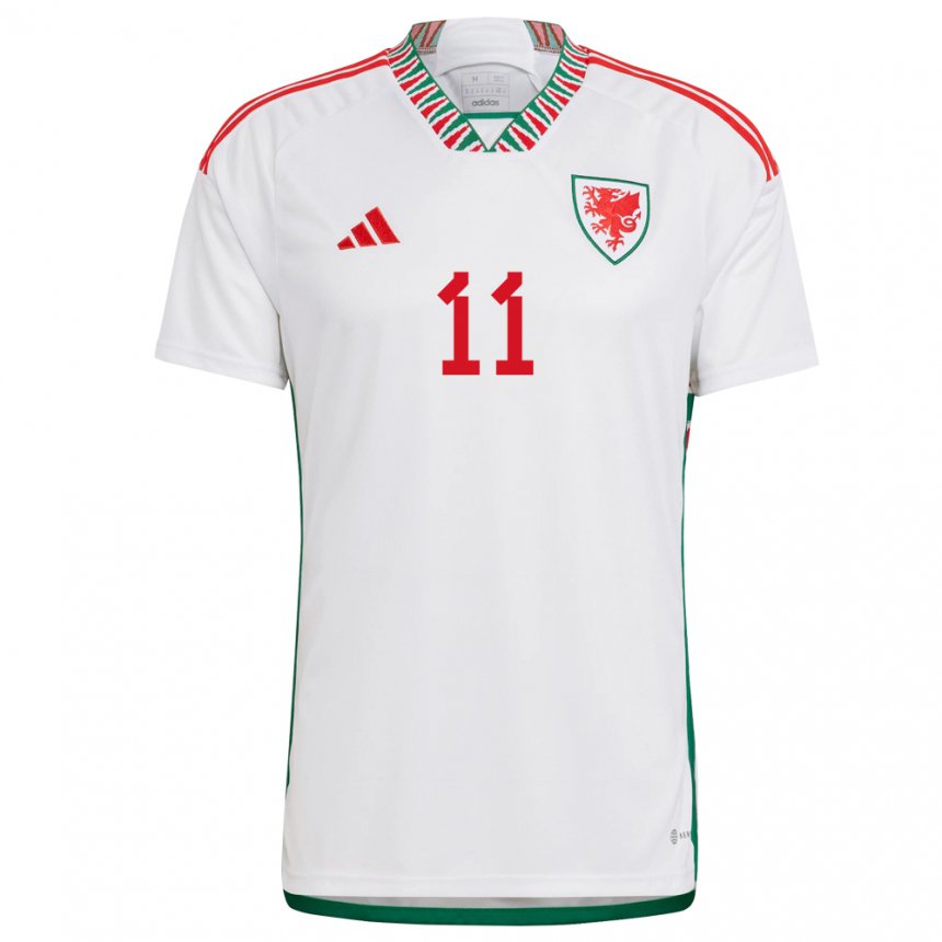 Mænd Wales Gareth Bale #11 Hvid Udebane Spillertrøjer 22-24 Trøje T-shirt