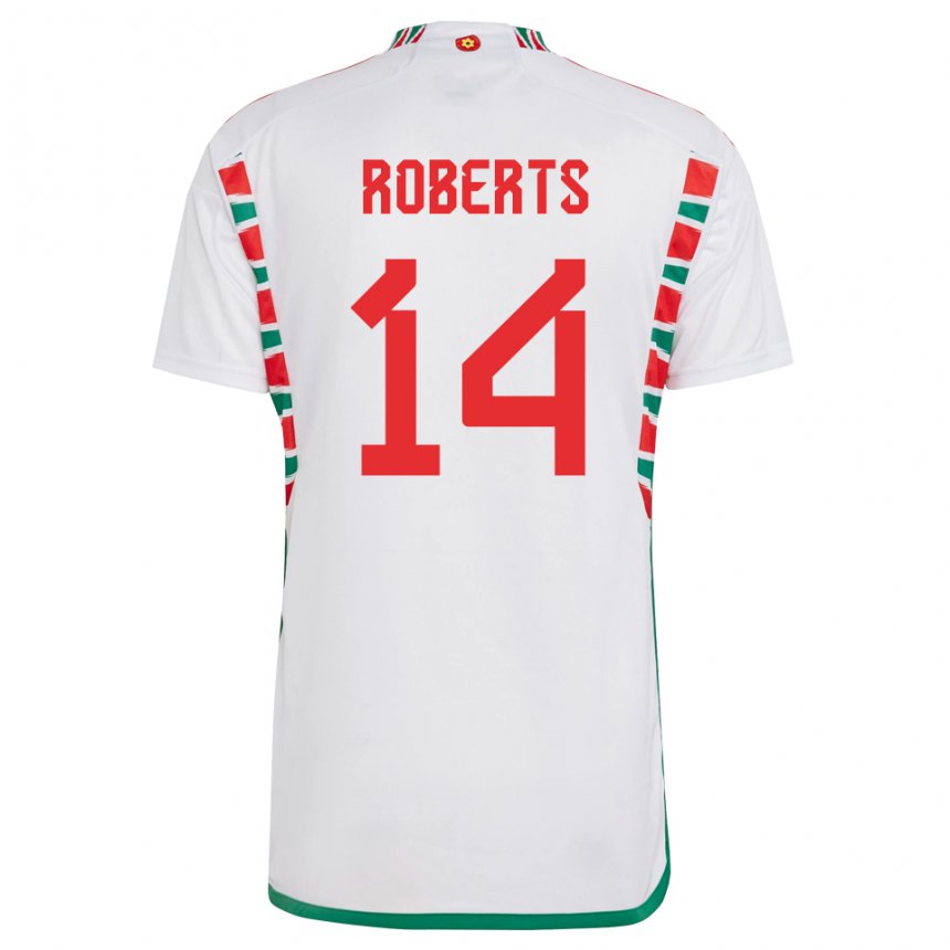 Mænd Wales Connor Roberts #14 Hvid Udebane Spillertrøjer 22-24 Trøje T-shirt