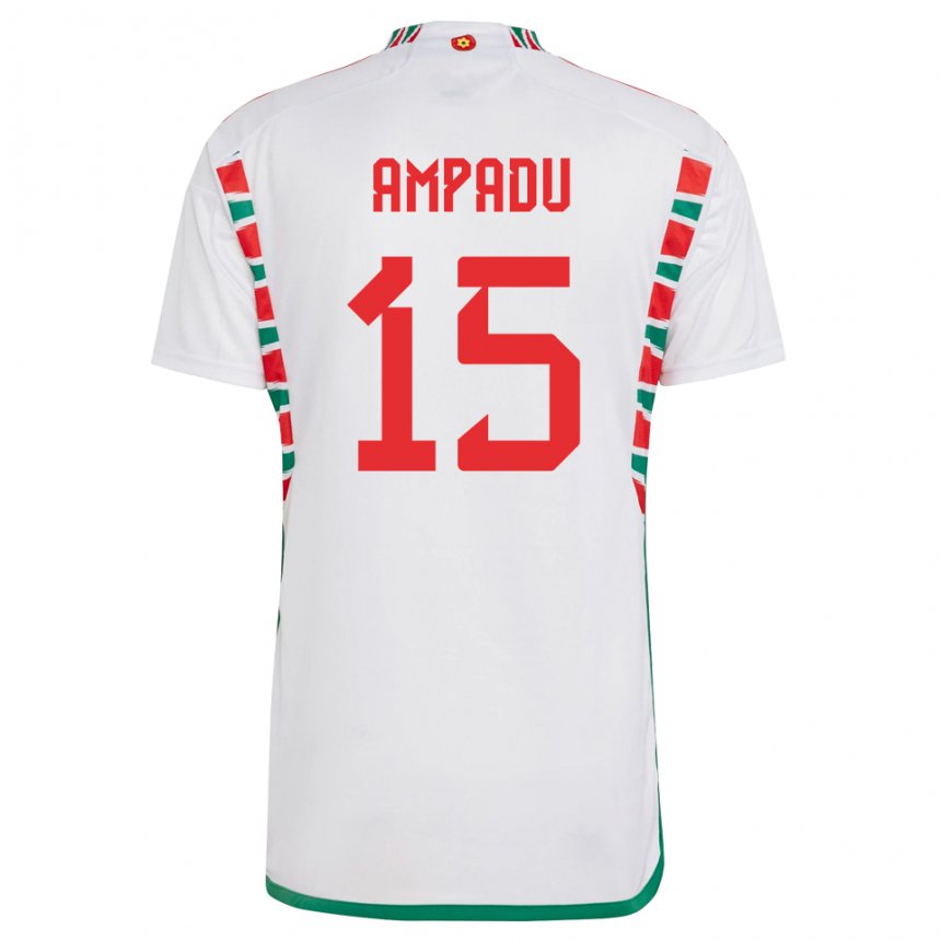 Mænd Wales Ethan Ampadu #15 Hvid Udebane Spillertrøjer 22-24 Trøje T-shirt