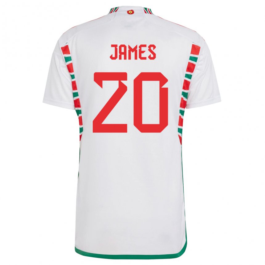 Mænd Wales Daniel James #20 Hvid Udebane Spillertrøjer 22-24 Trøje T-shirt