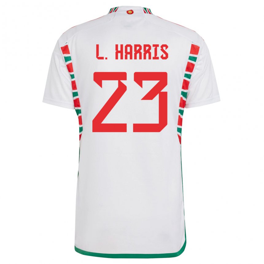 Mænd Wales Luke Harris #23 Hvid Udebane Spillertrøjer 22-24 Trøje T-shirt