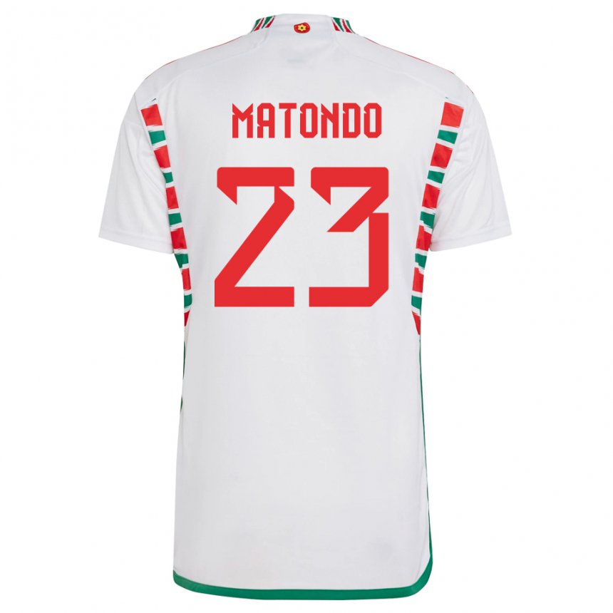 Mænd Wales Rabbi Matondo #23 Hvid Udebane Spillertrøjer 22-24 Trøje T-shirt