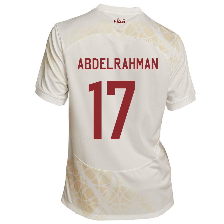 Mænd Qatars Abdelrahman Fahmi Moustafa #17 Guld Beige Udebane Spillertrøjer 22-24 Trøje T-shirt