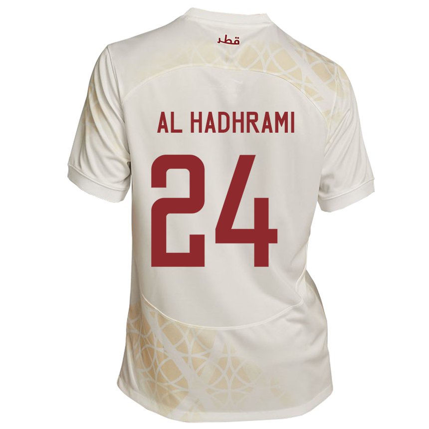 Mænd Qatars Naif Abdulraheem Al Hadhrami #24 Guld Beige Udebane Spillertrøjer 22-24 Trøje T-shirt