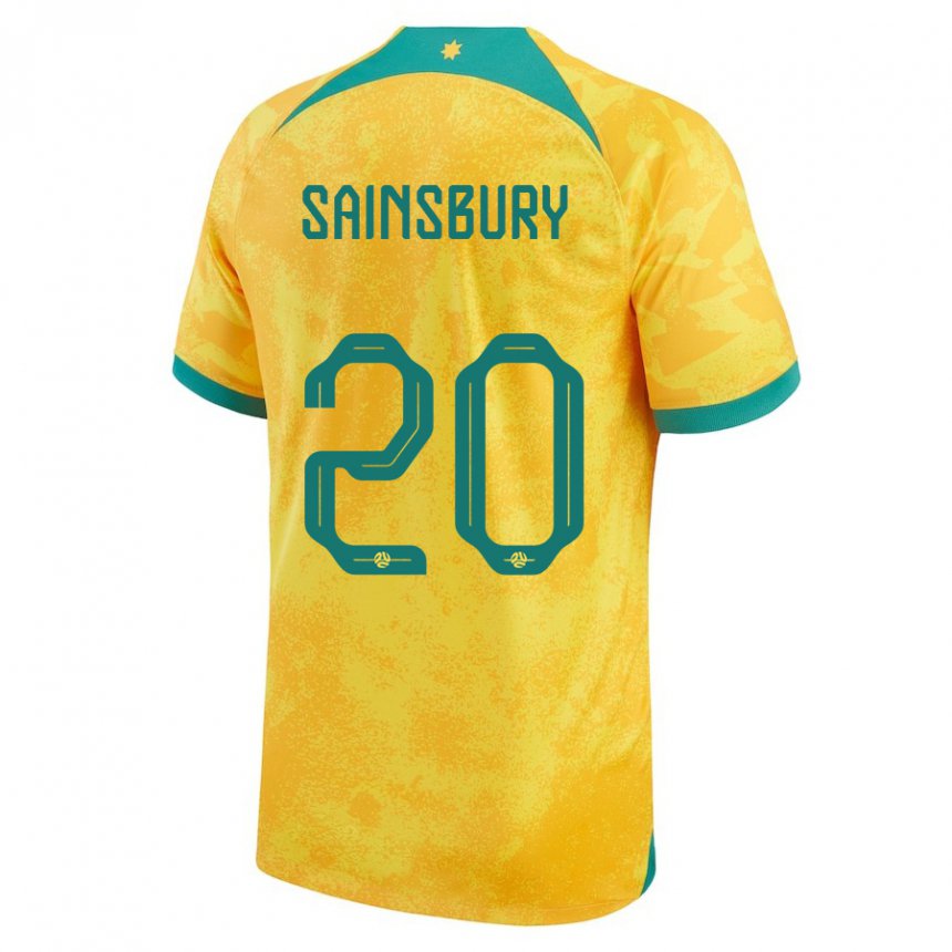 Kvinder Australiens Trent Sainsbury #20 Gylden Hjemmebane Spillertrøjer 22-24 Trøje T-shirt