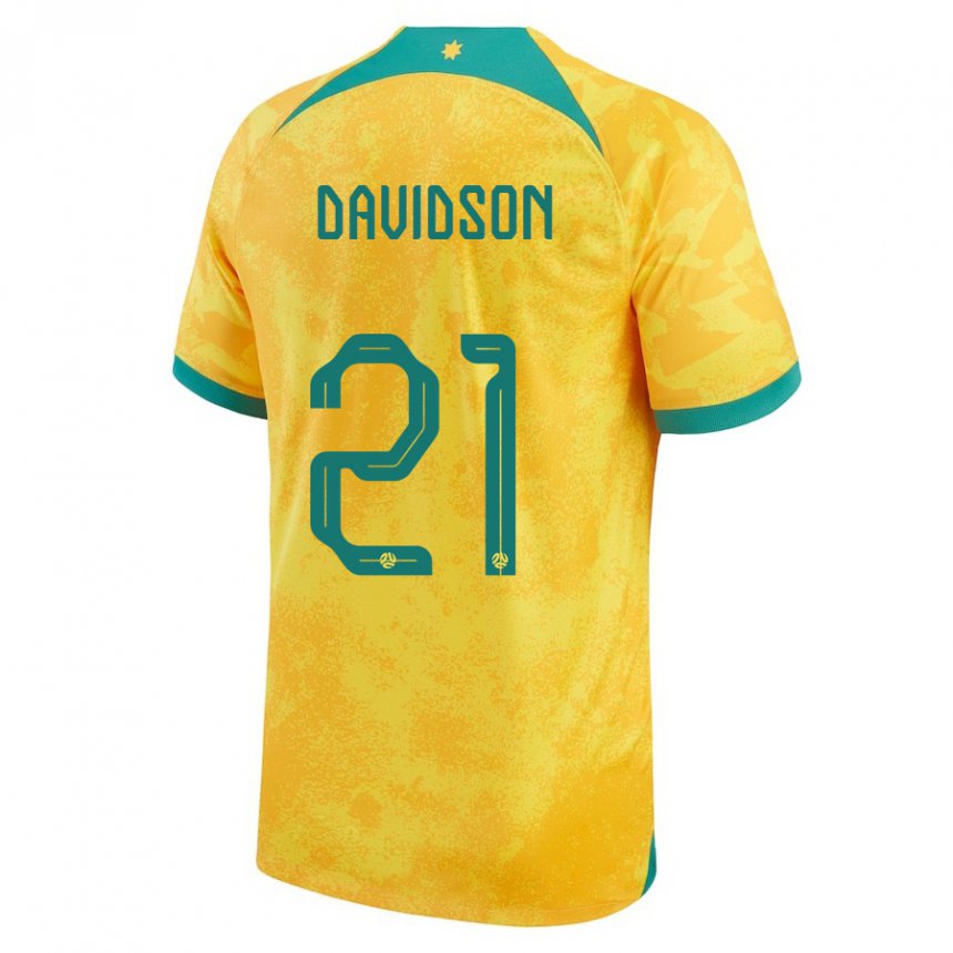 Kvinder Australiens Jason Davidson #21 Gylden Hjemmebane Spillertrøjer 22-24 Trøje T-shirt