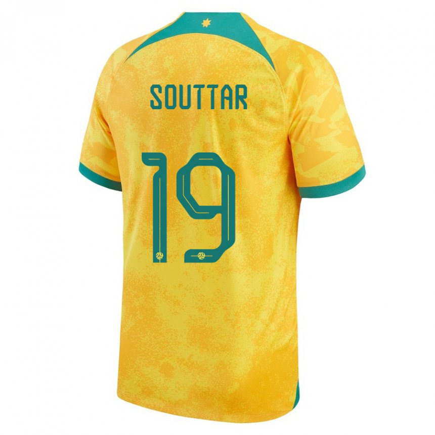 Kvinder Australiens Harry Souttar #19 Gylden Hjemmebane Spillertrøjer 22-24 Trøje T-shirt