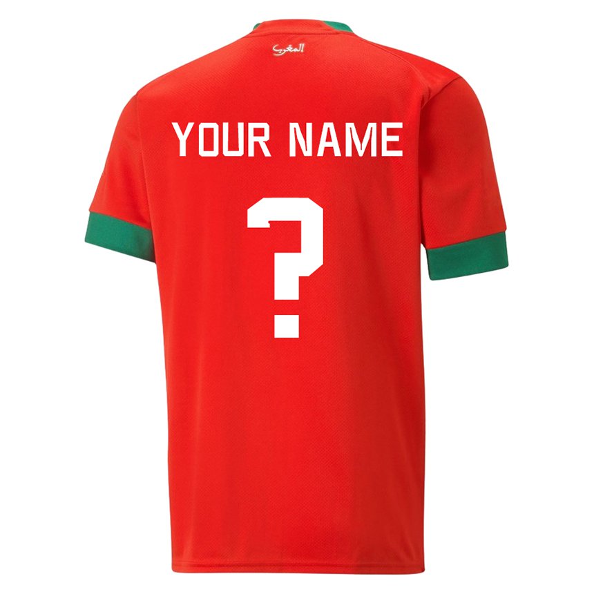 Kvinder Marokkos Dit Navn #0 Rød Hjemmebane Spillertrøjer 22-24 Trøje T-shirt