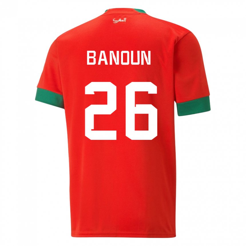 Kvinder Marokkos Badr Banoun #26 Rød Hjemmebane Spillertrøjer 22-24 Trøje T-shirt