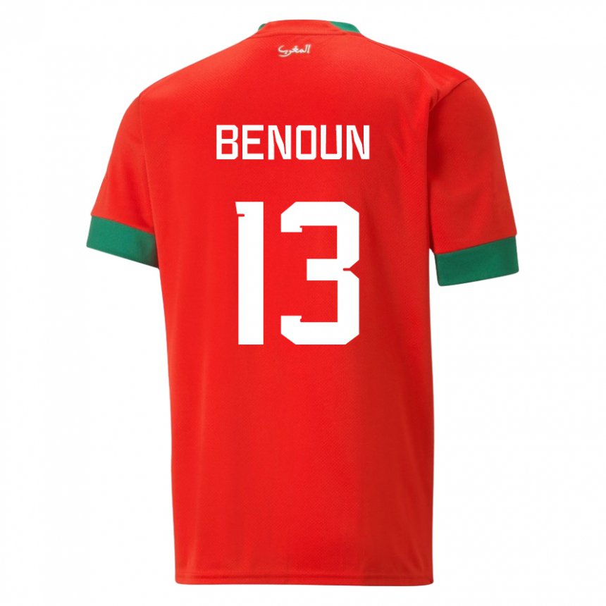 Kvinder Marokkos Badr Benoun #13 Rød Hjemmebane Spillertrøjer 22-24 Trøje T-shirt