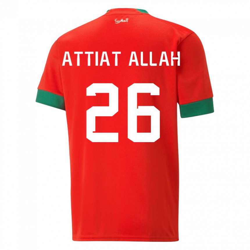 Kvinder Marokkos Yahia Attiat-allah #26 Rød Hjemmebane Spillertrøjer 22-24 Trøje T-shirt