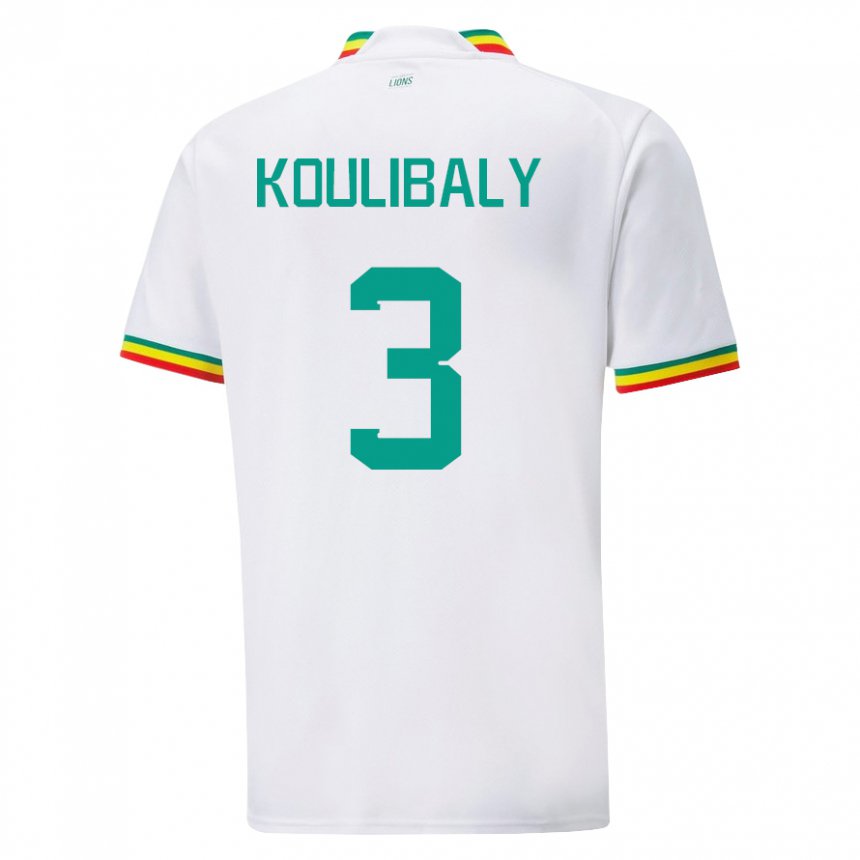 Kvinder Senegals Kalidou Koulibaly #3 Hvid Hjemmebane Spillertrøjer 22-24 Trøje T-shirt