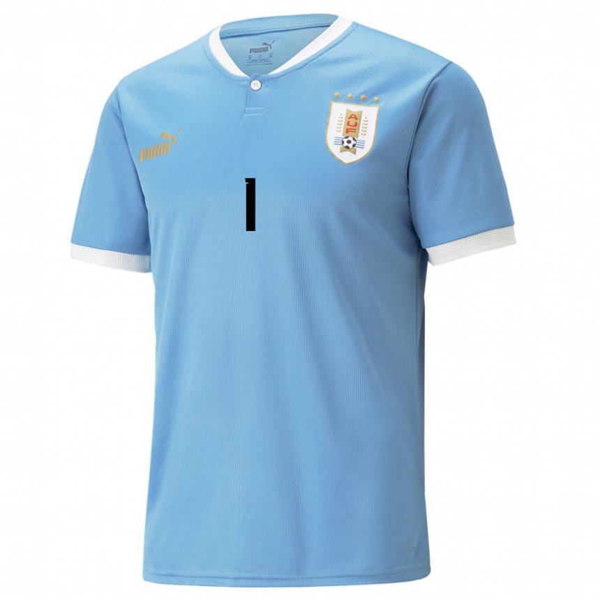 Kvinder Uruguays Fernando Muslera #1 Blå Hjemmebane Spillertrøjer 22-24 Trøje T-shirt