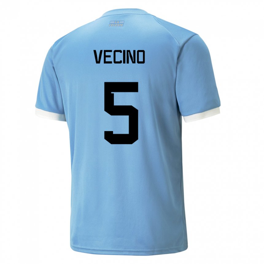 Kvinder Uruguays Matias Vecino #5 Blå Hjemmebane Spillertrøjer 22-24 Trøje T-shirt