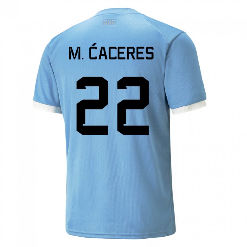 Kvinder Uruguays Martin Caceres #22 Blå Hjemmebane Spillertrøjer 22-24 Trøje T-shirt