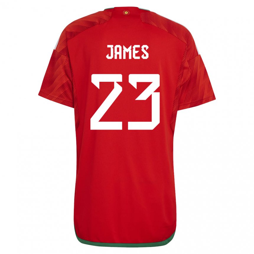 Kvinder Wales Jordan James #23 Rød Hjemmebane Spillertrøjer 22-24 Trøje T-shirt