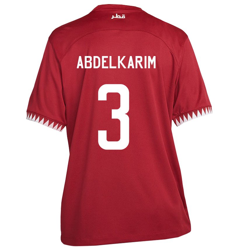 Kvinder Qatars Abdelkarim Hassan #3 Rødbrun Hjemmebane Spillertrøjer 22-24 Trøje T-shirt