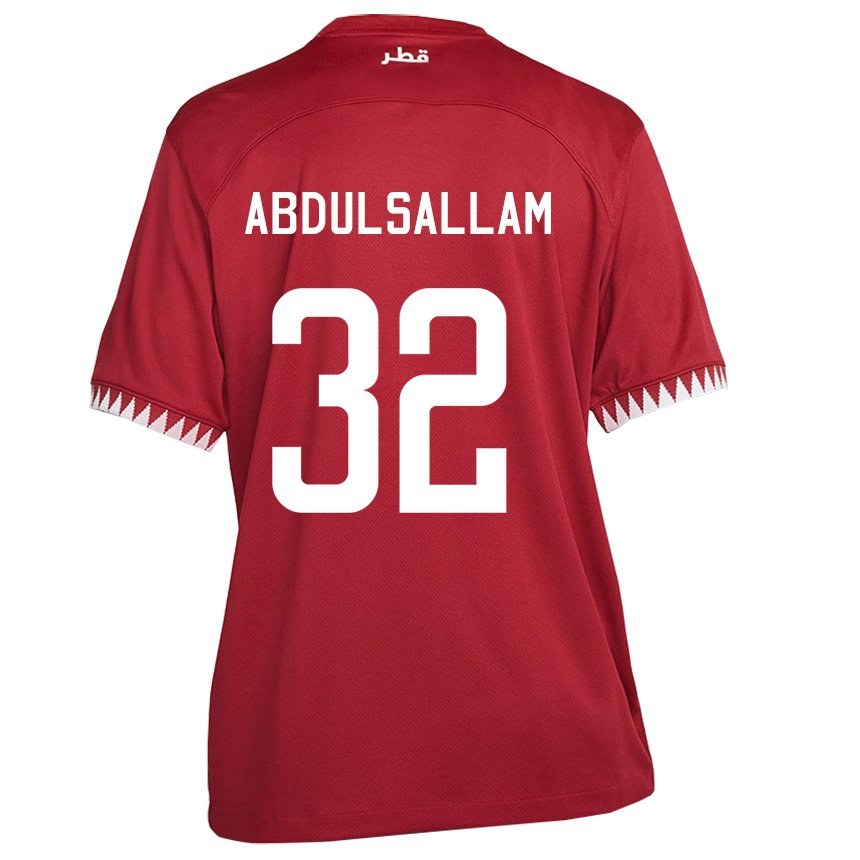 Kvinder Qatars Jassem Gaber Abdulsallam #32 Rødbrun Hjemmebane Spillertrøjer 22-24 Trøje T-shirt