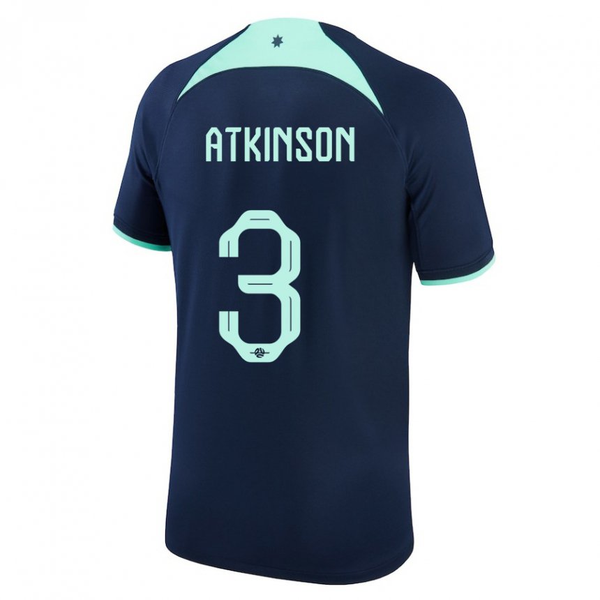 Kvinder Australiens Nathaniel Atkinson #3 Mørkeblå Udebane Spillertrøjer 22-24 Trøje T-shirt