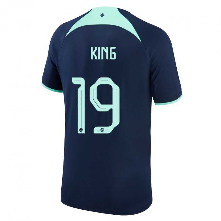 Kvinder Australiens Joel King #19 Mørkeblå Udebane Spillertrøjer 22-24 Trøje T-shirt