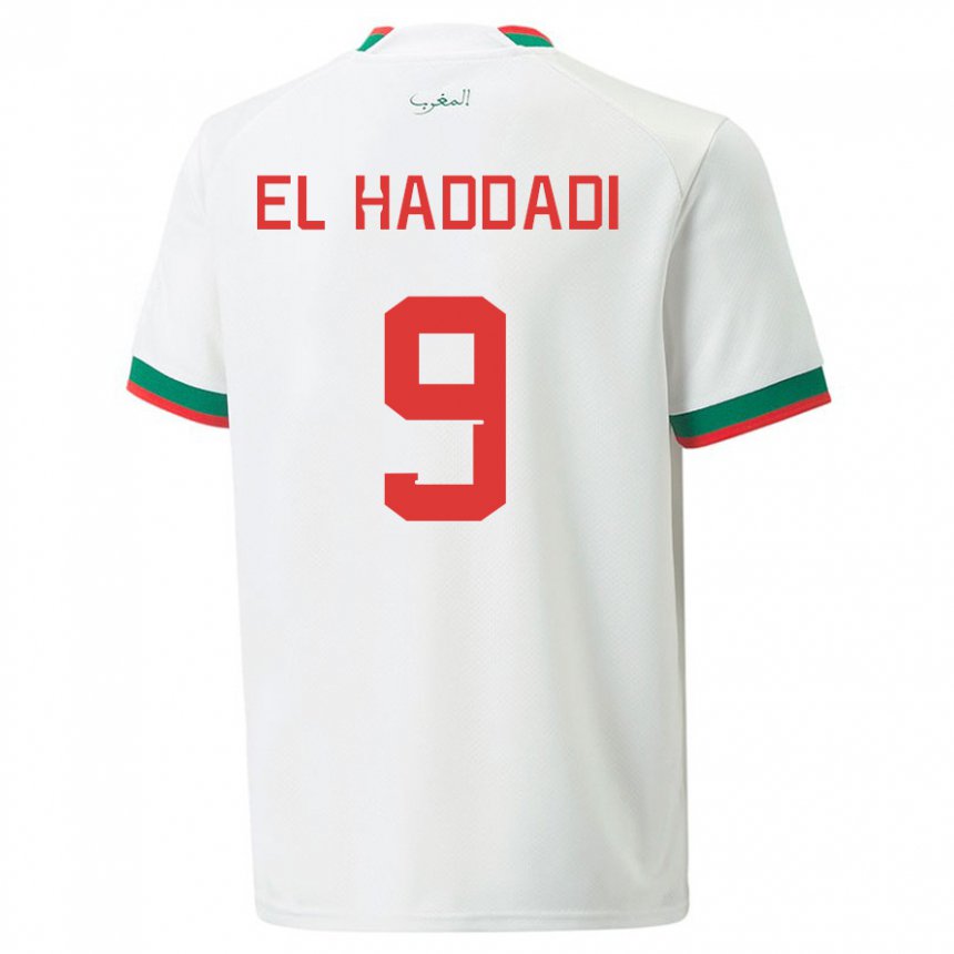 Kvinder Marokkos Munir El Haddadi #9 Hvid Udebane Spillertrøjer 22-24 Trøje T-shirt