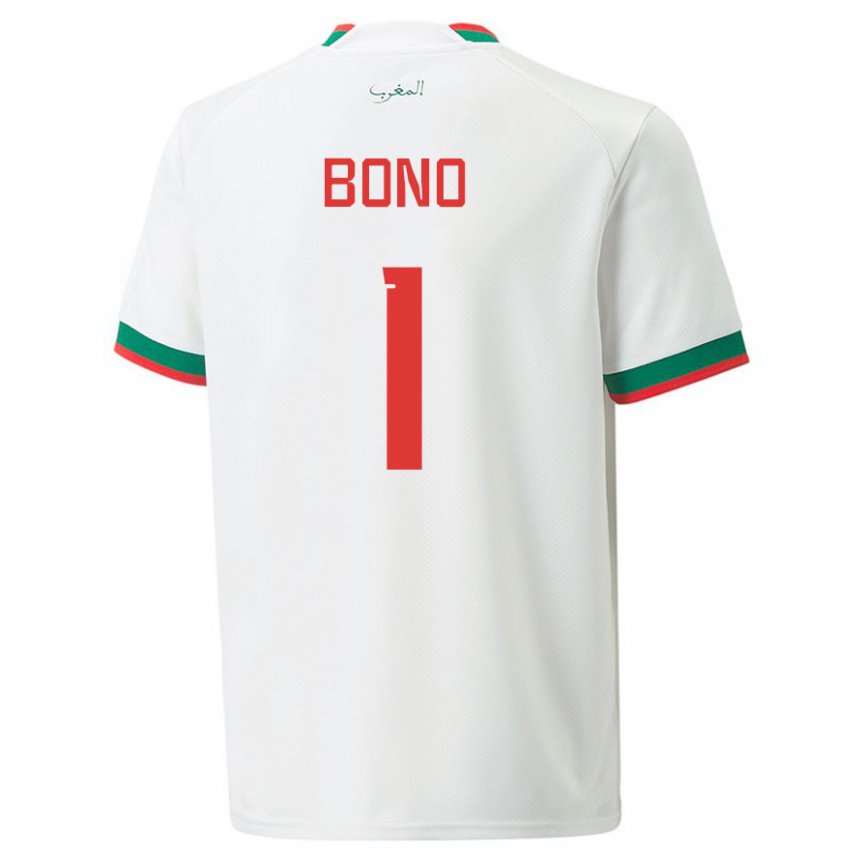 Kvinder Marokkos Bono #1 Hvid Udebane Spillertrøjer 22-24 Trøje T-shirt