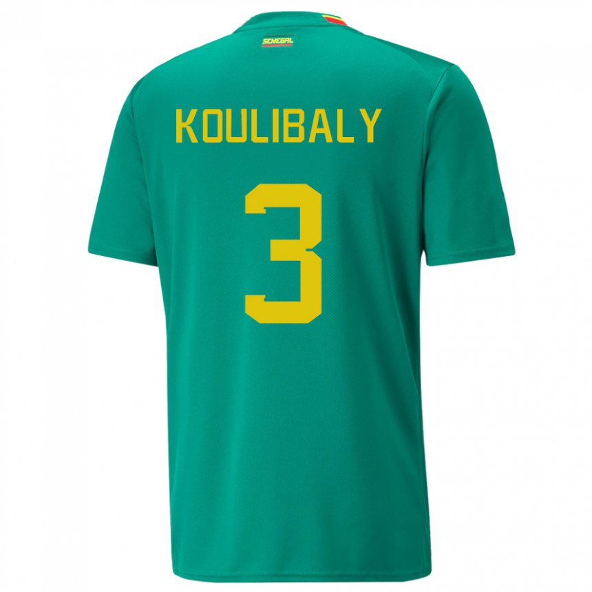 Kvinder Senegals Kalidou Koulibaly #3 Grøn Udebane Spillertrøjer 22-24 Trøje T-shirt