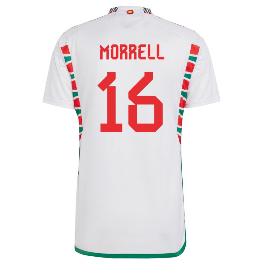 Kvinder Wales Joe Morrell #16 Hvid Udebane Spillertrøjer 22-24 Trøje T-shirt