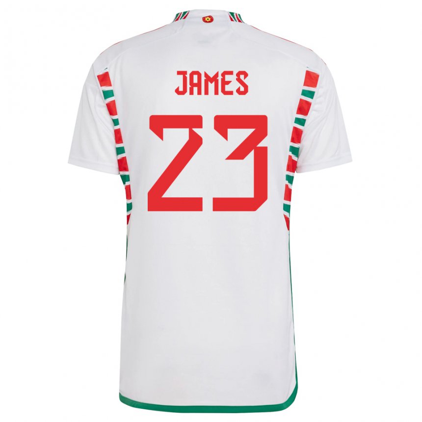 Kvinder Wales Jordan James #23 Hvid Udebane Spillertrøjer 22-24 Trøje T-shirt