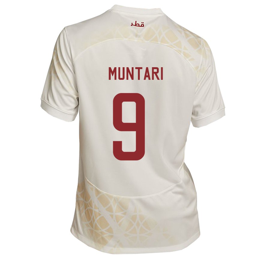 Kvinder Qatars Mohammed Muntari #9 Guld Beige Udebane Spillertrøjer 22-24 Trøje T-shirt