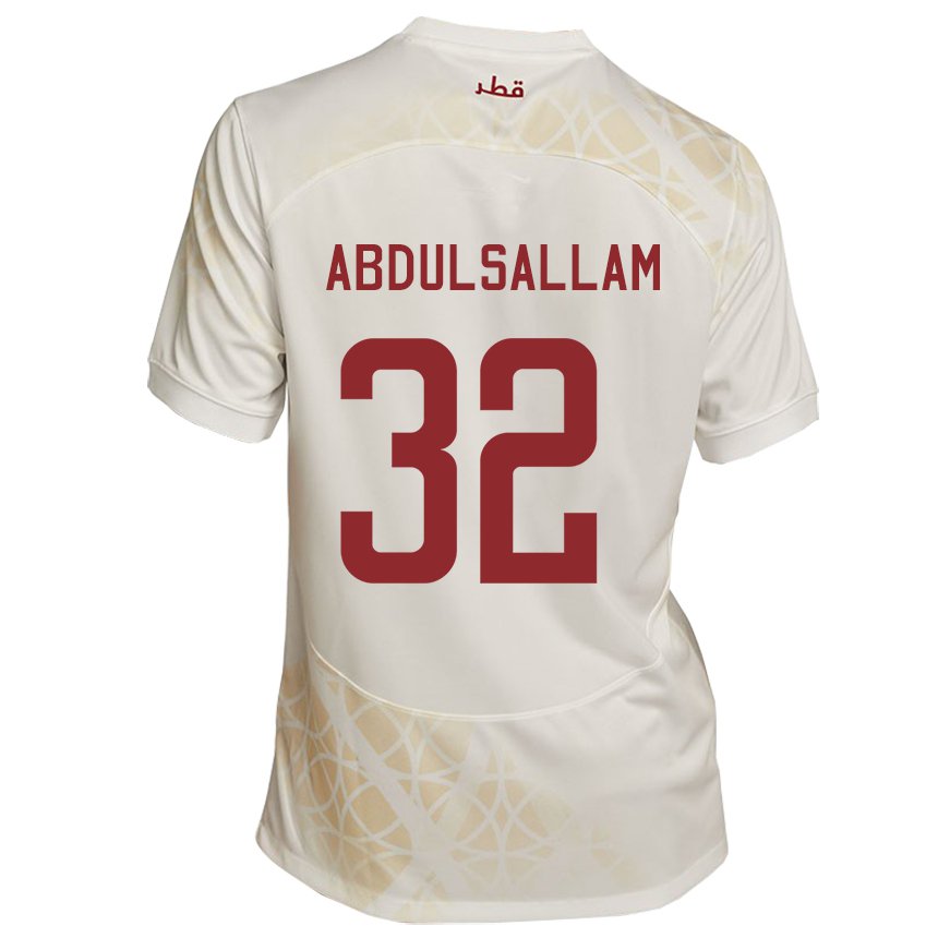 Kvinder Qatars Jassem Gaber Abdulsallam #32 Guld Beige Udebane Spillertrøjer 22-24 Trøje T-shirt