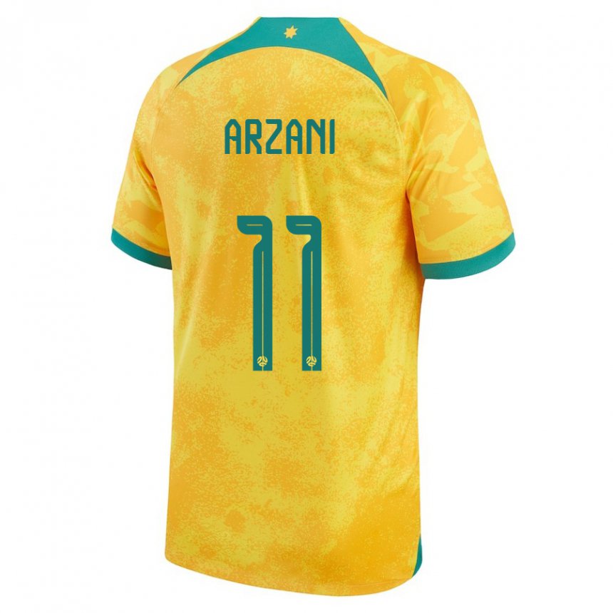 Børn Australiens Daniel Arzani #11 Gylden Hjemmebane Spillertrøjer 22-24 Trøje T-shirt