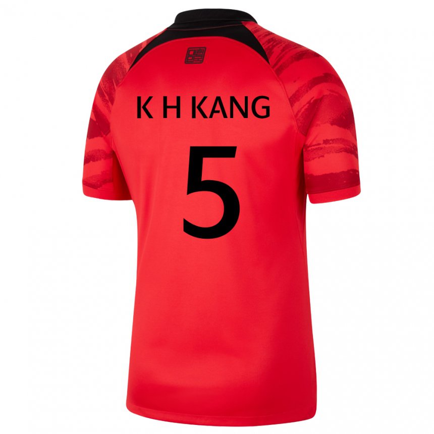 Børn Sydkoreas Kang Kyo Hun #5 Rød Sort Hjemmebane Spillertrøjer 22-24 Trøje T-shirt