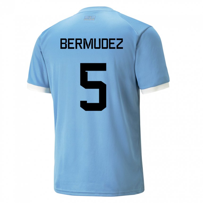 Børn Uruguays Karol Bermudez #5 Blå Hjemmebane Spillertrøjer 22-24 Trøje T-shirt