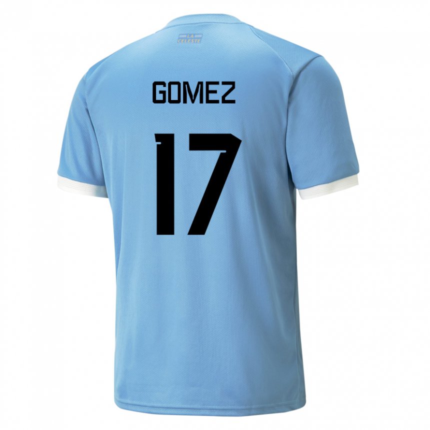 Børn Uruguays Cecilia Gomez #17 Blå Hjemmebane Spillertrøjer 22-24 Trøje T-shirt