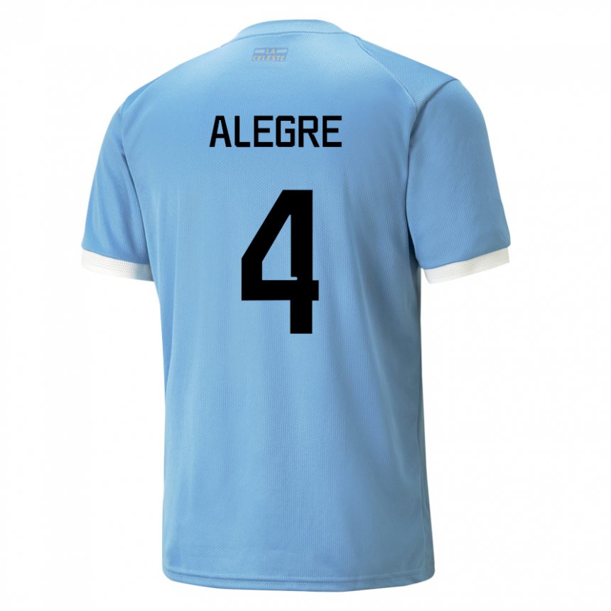 Børn Uruguays Ignacio Alegre #4 Blå Hjemmebane Spillertrøjer 22-24 Trøje T-shirt