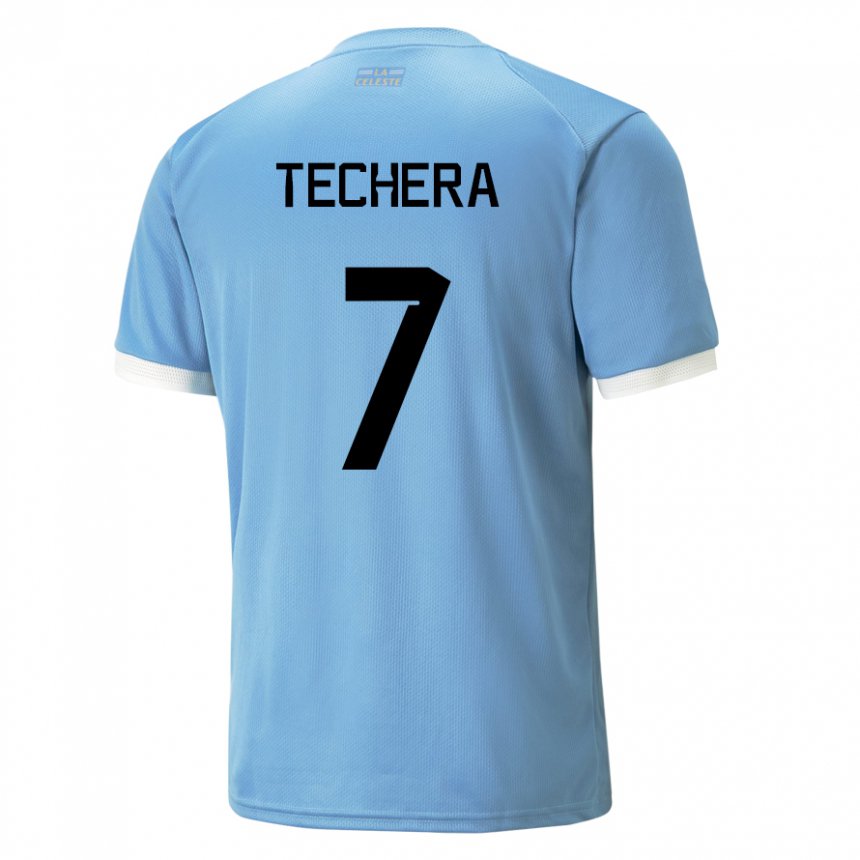 Børn Uruguays Facundo Techera #7 Blå Hjemmebane Spillertrøjer 22-24 Trøje T-shirt