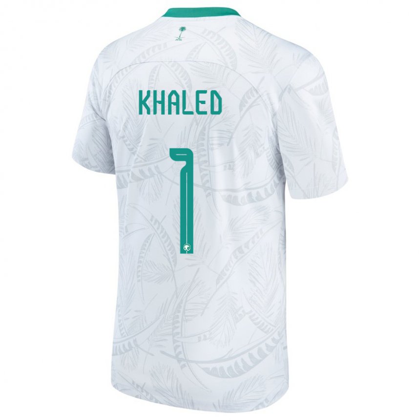 Børn Saudi-arabiens Sarah Khaled #1 Hvid Hjemmebane Spillertrøjer 22-24 Trøje T-shirt