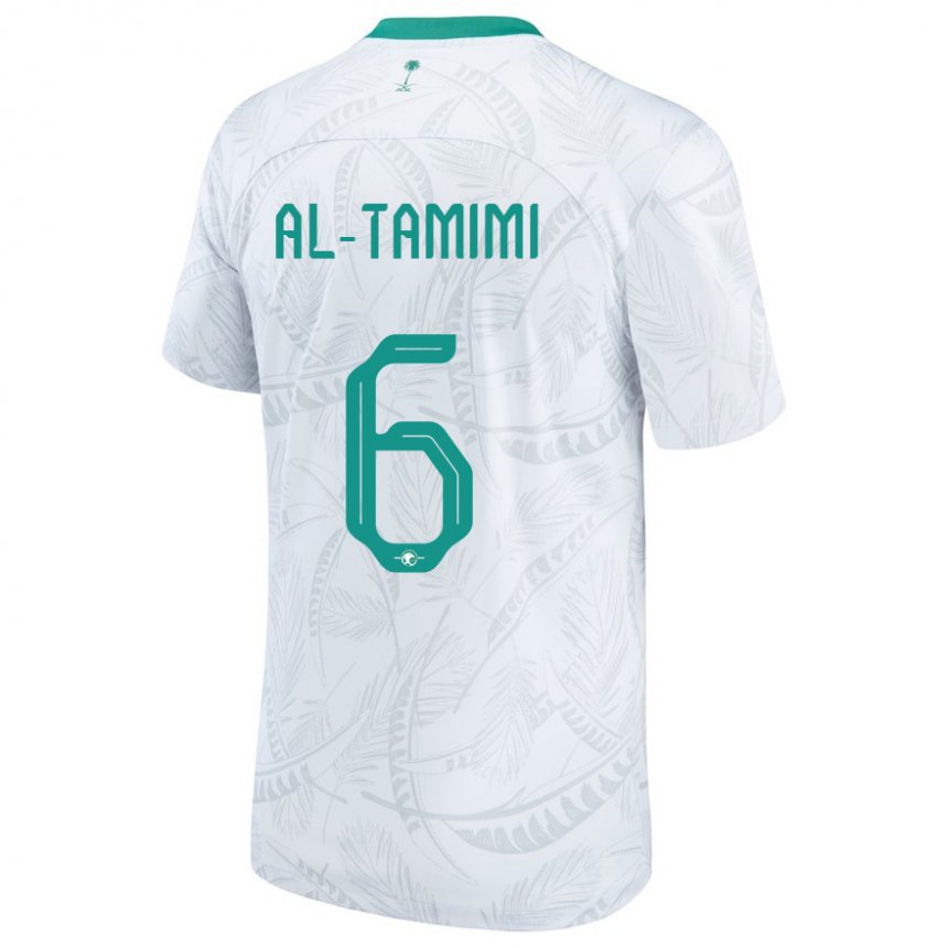 Børn Saudi-arabiens Maryam Al Tamimi #6 Hvid Hjemmebane Spillertrøjer 22-24 Trøje T-shirt