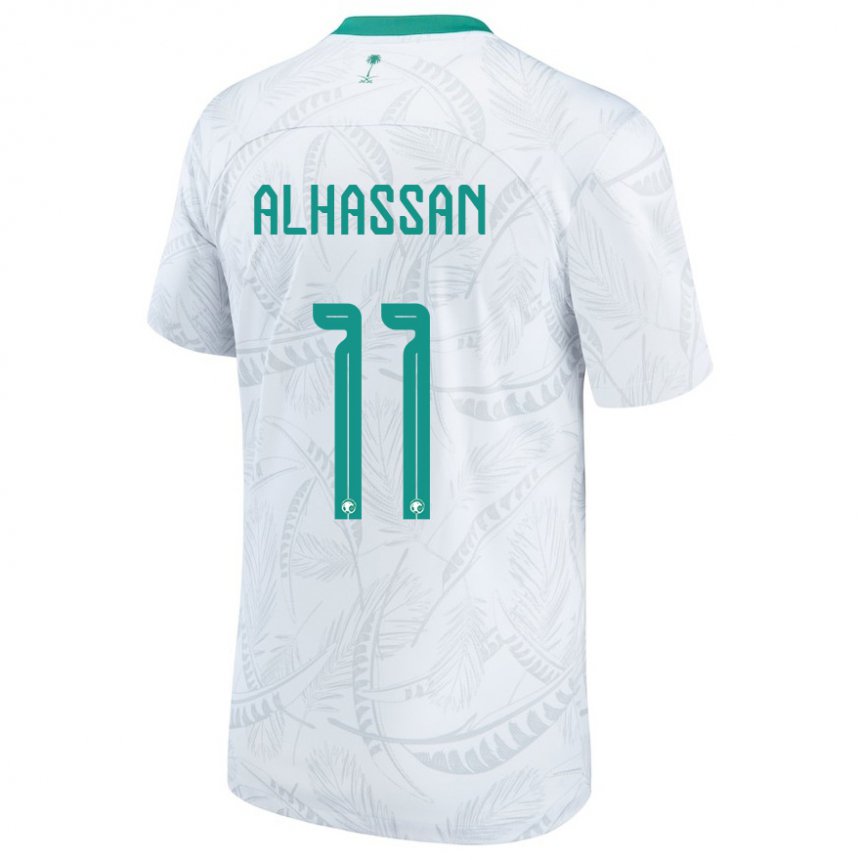 Børn Saudi-arabiens Abbas Alhassan #11 Hvid Hjemmebane Spillertrøjer 22-24 Trøje T-shirt