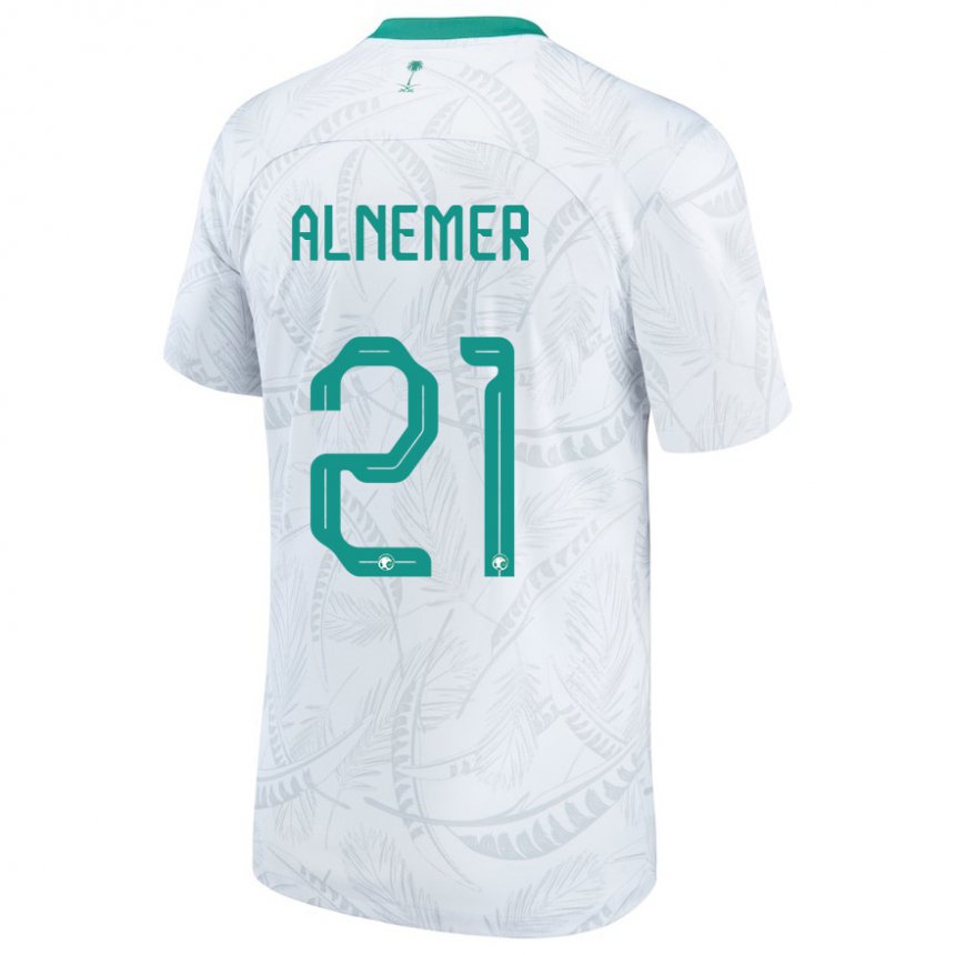 Børn Saudi-arabiens Meshari Alnemer #21 Hvid Hjemmebane Spillertrøjer 22-24 Trøje T-shirt